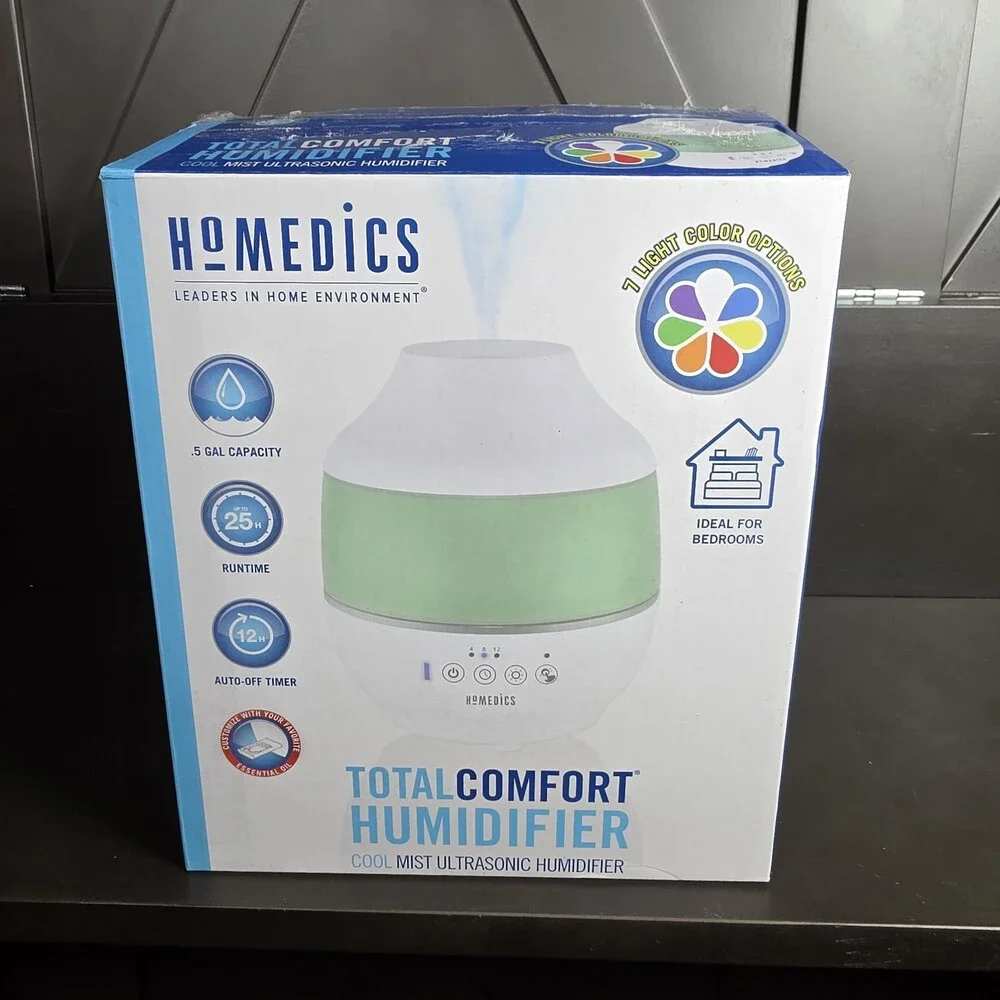 Homedics TotalComfort Cool Mist Ultrasonic Table Top Humidifier - White New Open